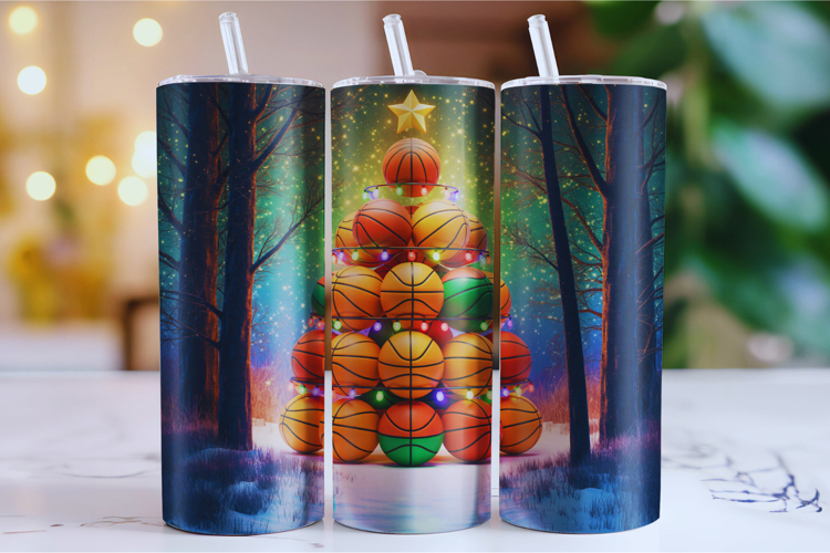 Merry Basketball Tumbler Wrap | Christmas Wrap