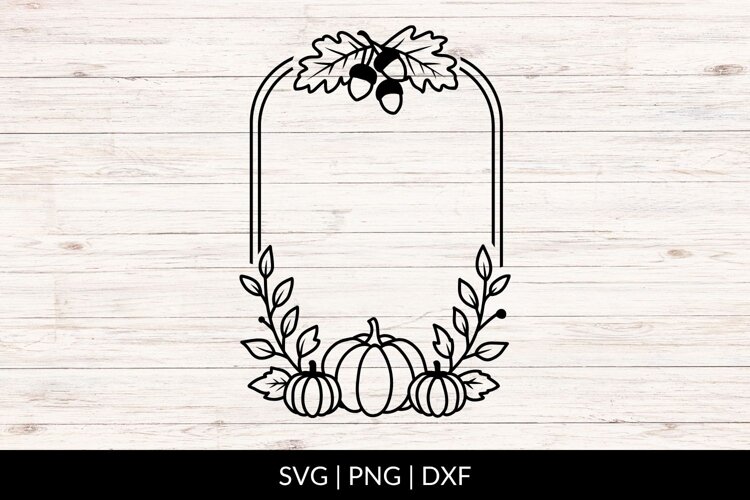 Hand Drawn Fall Border SVG With Pumpkins and Acorns example image 1