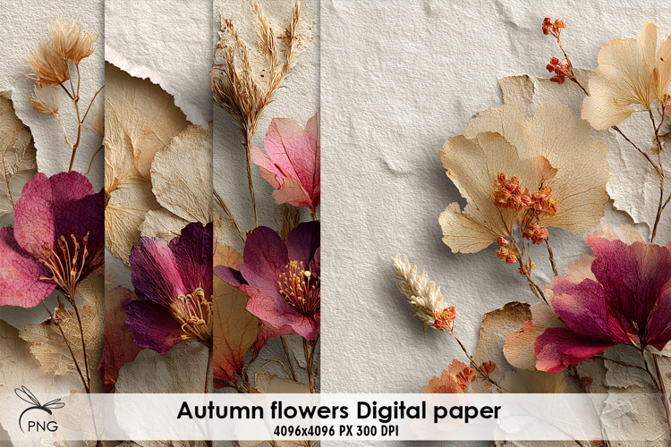 Autumn flowers digital paper
