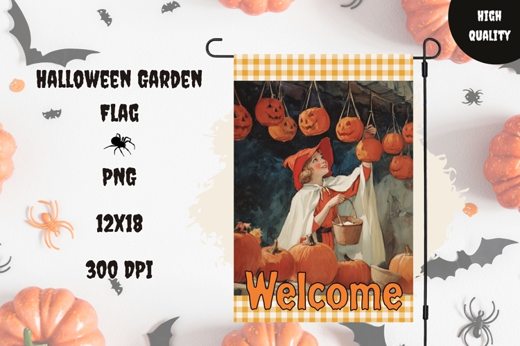 Vintage Halloween Pumpkins Garden Flag, Welcome Garden Flag example image 1