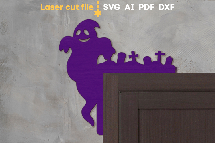 Ghost Halloween Door Corner SVG laser cut file for Glowforge