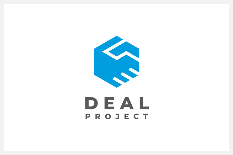 Hexagon Deal Handshake Shake Hands Logo Design Vector