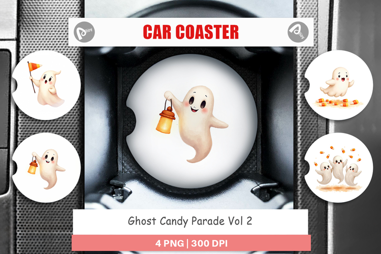 Car Coaster Watercolor Ghost Candy Parade