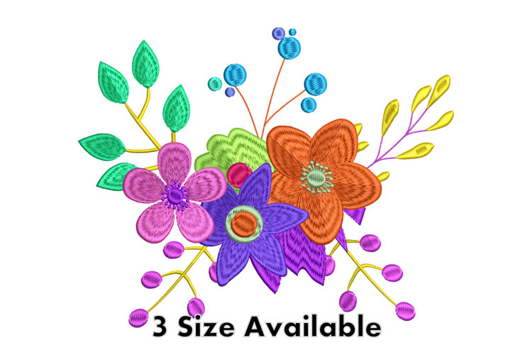 Colorful Floral Embroidery Design for Machine Embroidery example image 1