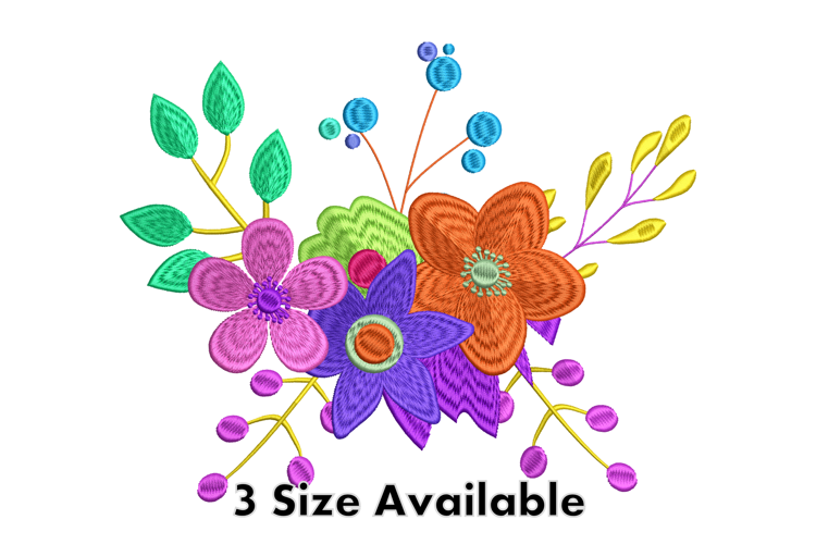 Colorful Floral Embroidery Design for Machine Embroidery