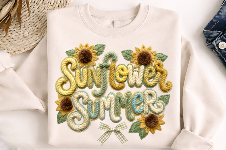 Sunflower Summer Floral Retro T-Shirt Sublimation Design PNG
