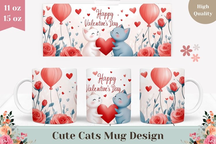 Love Hearts Mug Design, Valentine Mug Sublimation Design