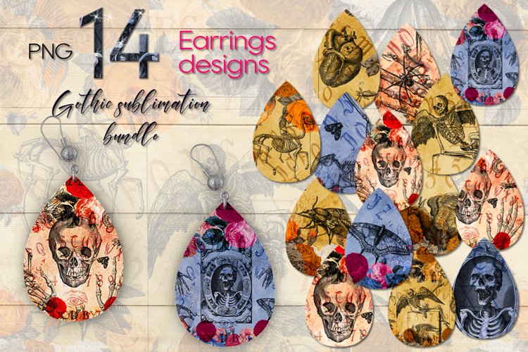 Vintage gothic design | Teardrop earring sublimation bundle example image 1