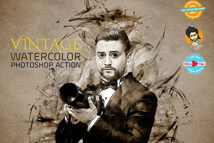Vintage Watercolors Art Action