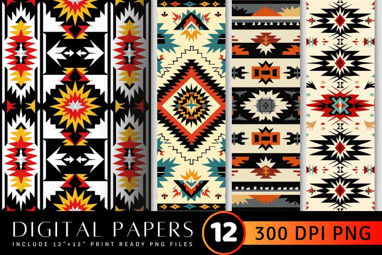 Navajo Ethnic Tribal Southwest Digital Paper Backgrounds