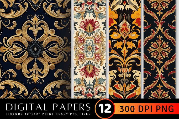 Timeless Tapestries Digital Paper Backgrounds