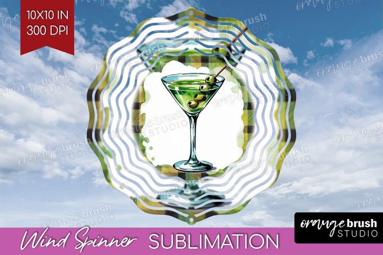Dirty Martini Cocktail Wind Spinner Sublimation PNG Summer