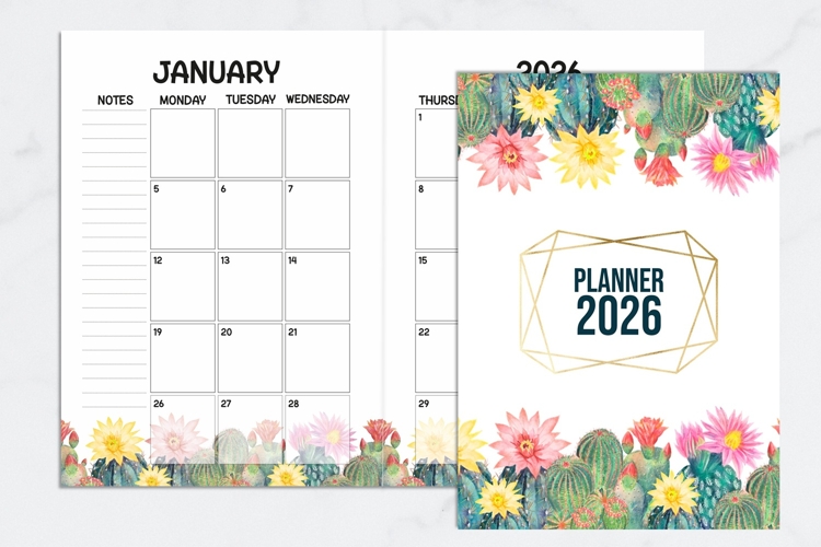 MONTHLY PLANNER 2026 CACTUS - A5