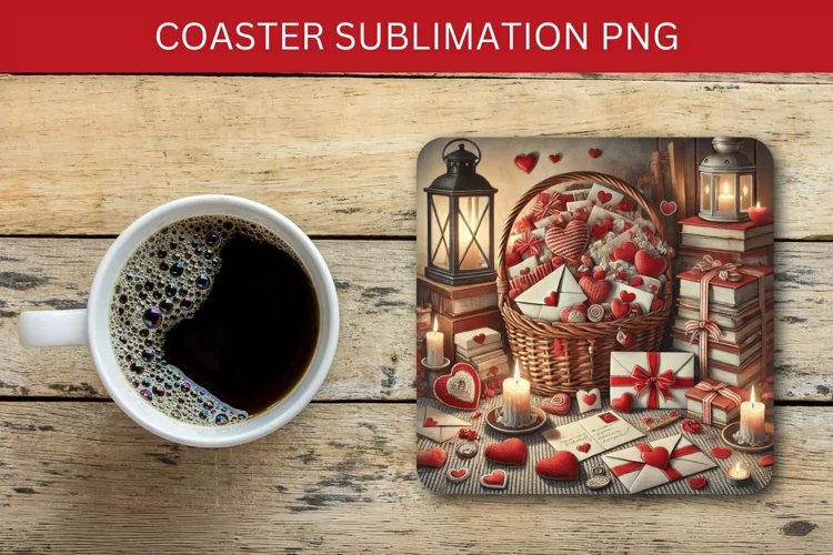 valentine square coaster - gifts and mails