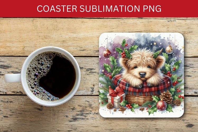 square coaster - highland cow