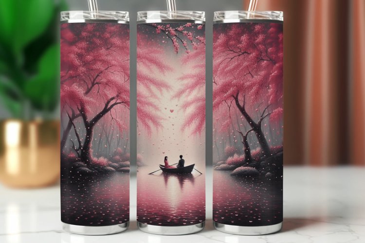 Valentine Tumbler Wrap 20 oz - couple at the river