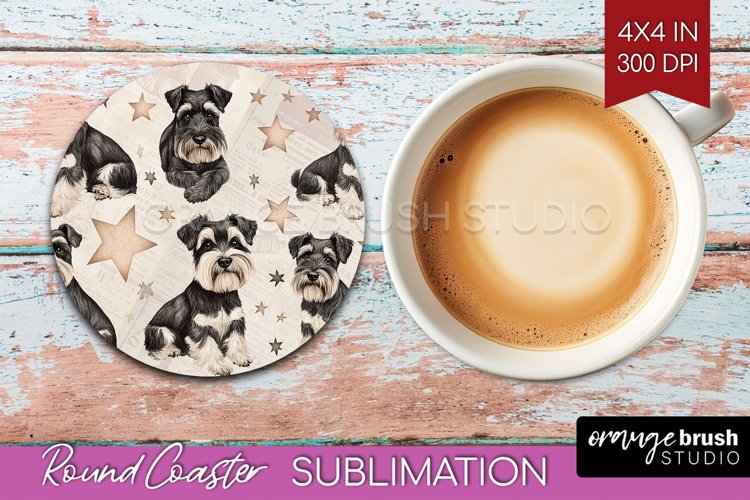 Cute Dogs Round Coaster - Puppy Coaster PNG Sublimation