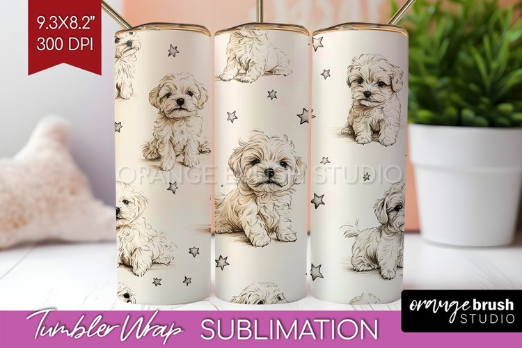 Cute Dogs Tumbler Wrap - Puppy Tumbler PNG Sublimation