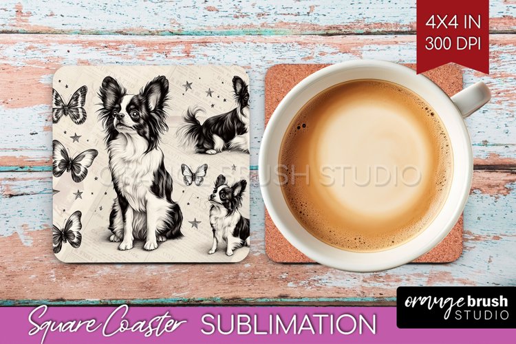 Cute Dogs Square Coaster - Puppy Coaster PNG Sublimation