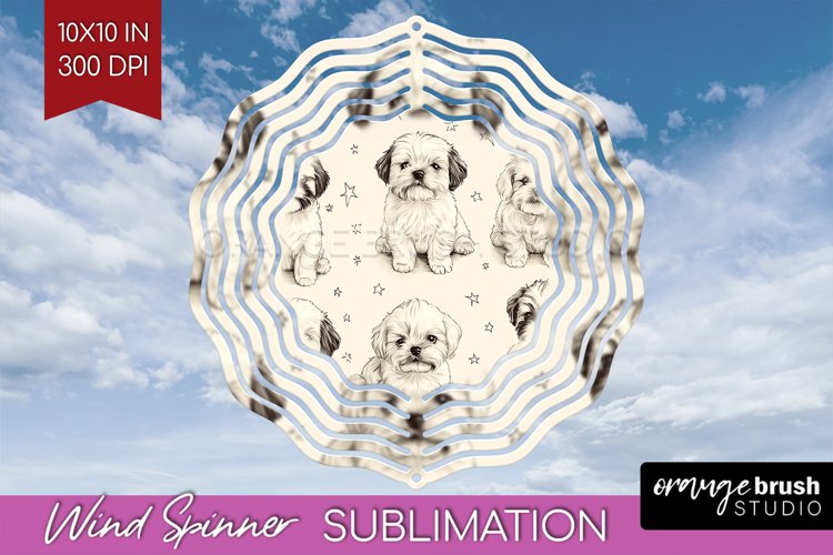 Cute Dogs Wind Spinner Sublimation PNG - Puppy Round
