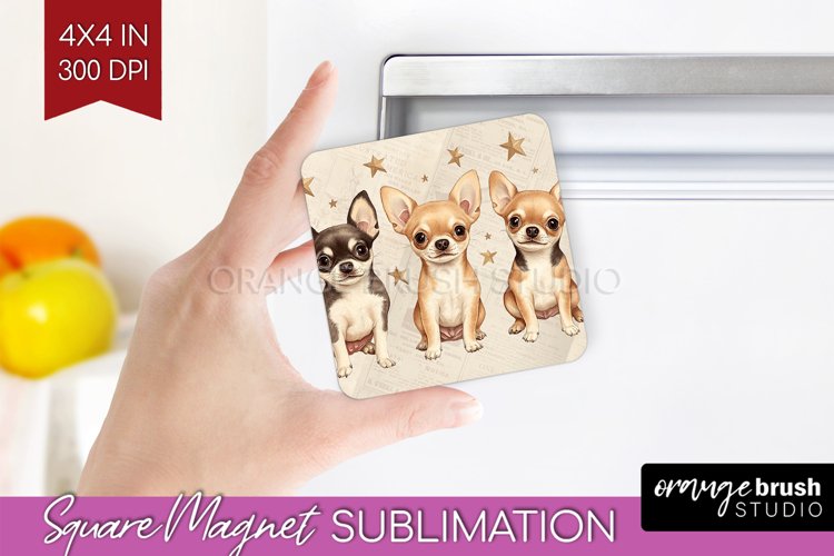 Cute Dogs Magnet Sublimation - Puppy Square Magnet PNG