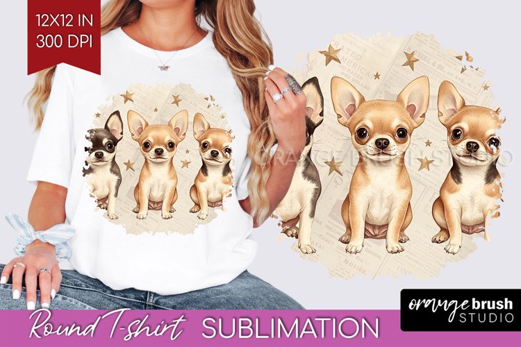 Cute Dogs Round Tshirt Background - Puppy PNG Sublimation