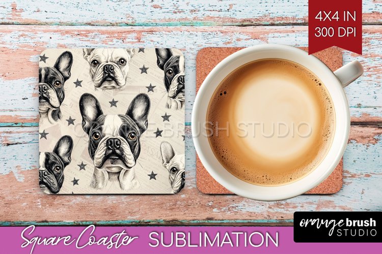 Cute Dogs Square Coaster - Puppy Coaster PNG Sublimation