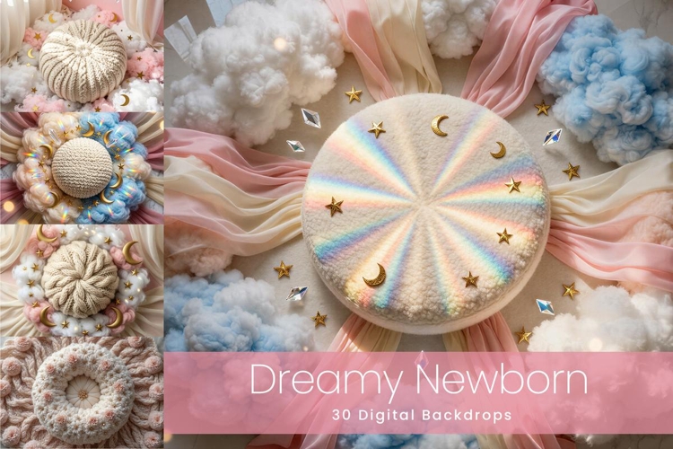 30 Dreamy Newborn Digital Backdrops