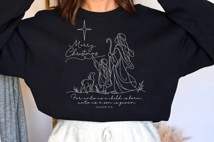 For Unto Us a Child Is Born Christmas PNG, Isaiah 9:6 Nativi