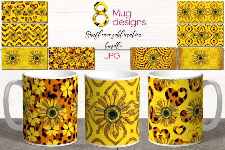 Sunflowers with Leopard Print |Sublimation Mug design bundle example image 1