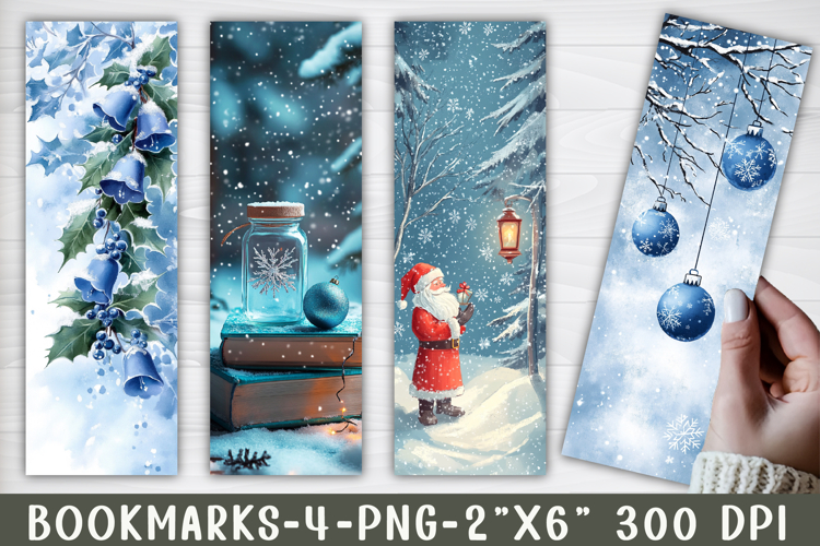 Blue Christmas Printable Bookmarks