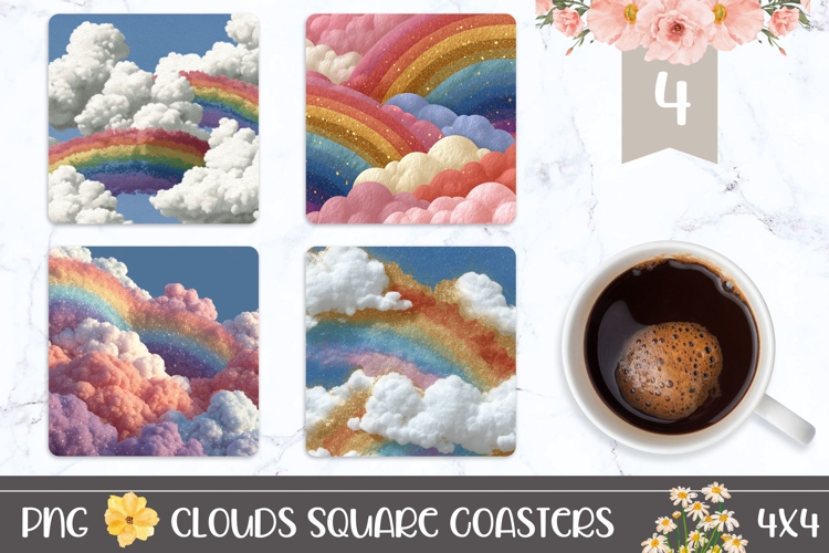 Glitter Rainbow Square Coasters, Celestial Square Coaster