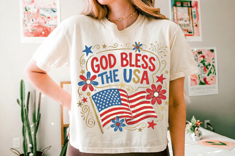 God Bless the USA PNG T-Shirt|4th of July PNG Sublimation