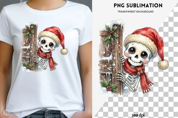 Christmas peeking character png design for T-shirts