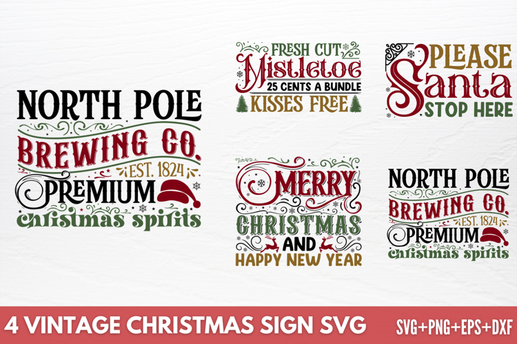 Vintage Christmas Sign SVG