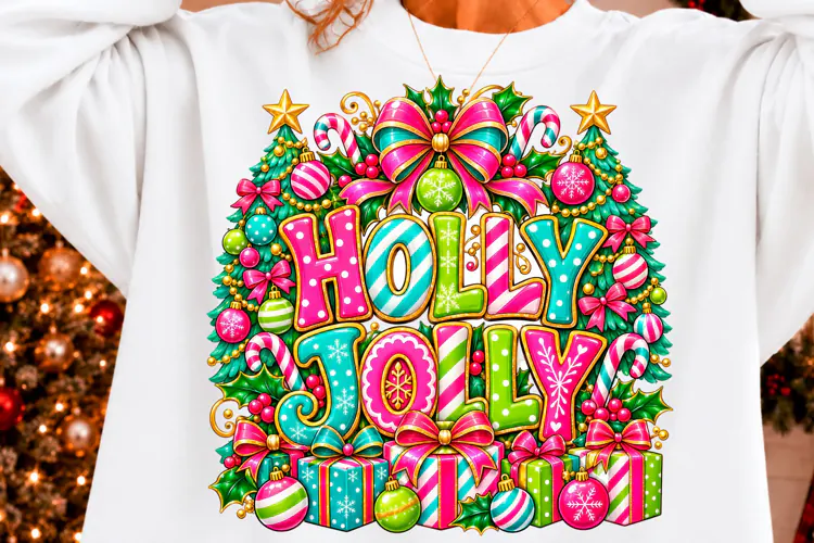 Holly Jolly Colorful Christmas PNG