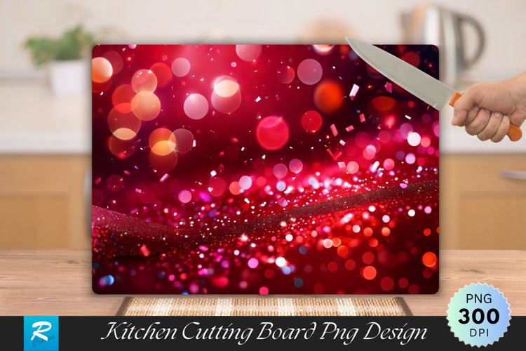 Red Glitter Chunks Cutting Board Sublimation Design example image 1