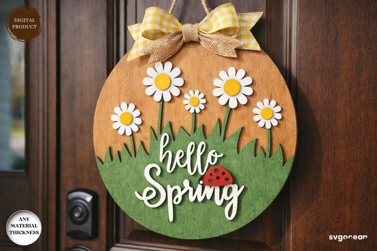 Daisy Flower Door Sign Laser Cut | Wooden Door Sign | SVG