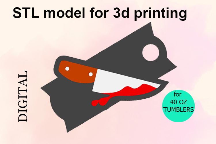 Halloween Bloody Knife 40 OZ Tumbler, Stl File for 3D Print