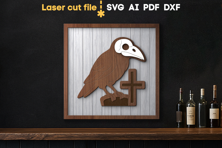 Halloween Crow Skull SVG laser cut file for Glowforge
