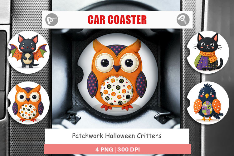 Car Coaster Patchwork Halloween Critters