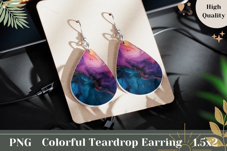 Purple and Blue Teardrop Earrings, Abstract Earrings Design