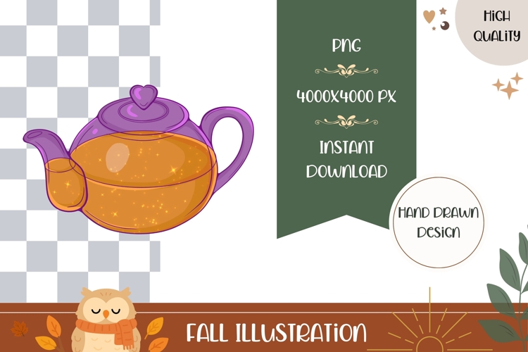 Hand Drawn Fall Illustration, Tea PNG, Autumn Print