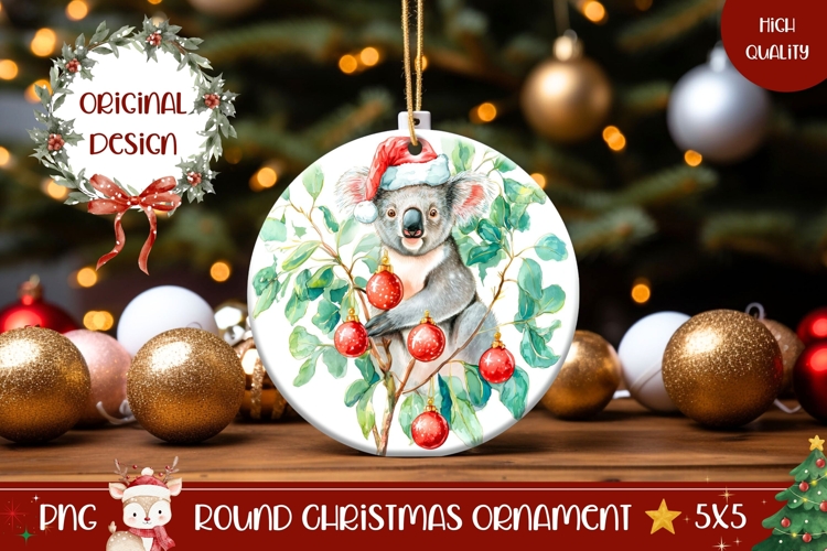 Christmas Koala Ornament PNG, Winter Ornament Design