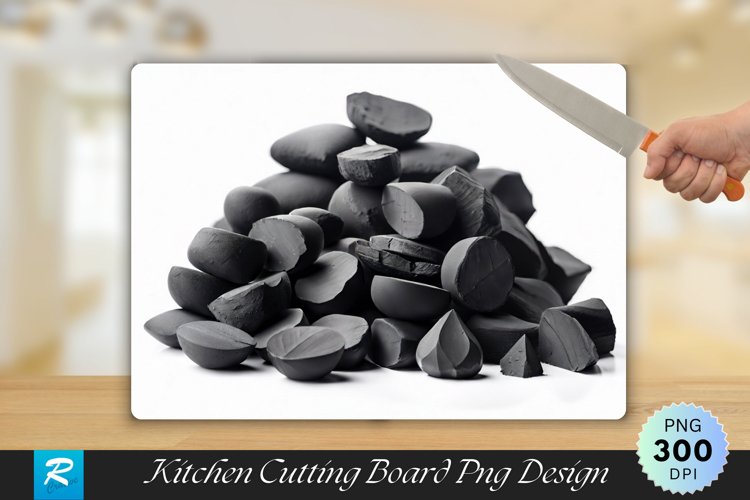 Charcoal Isolated on White Cutting Board sublimation Design example image 1