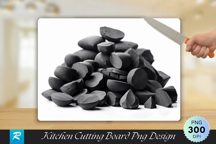 Charcoal Isolated on White Cutting Board sublimation Design