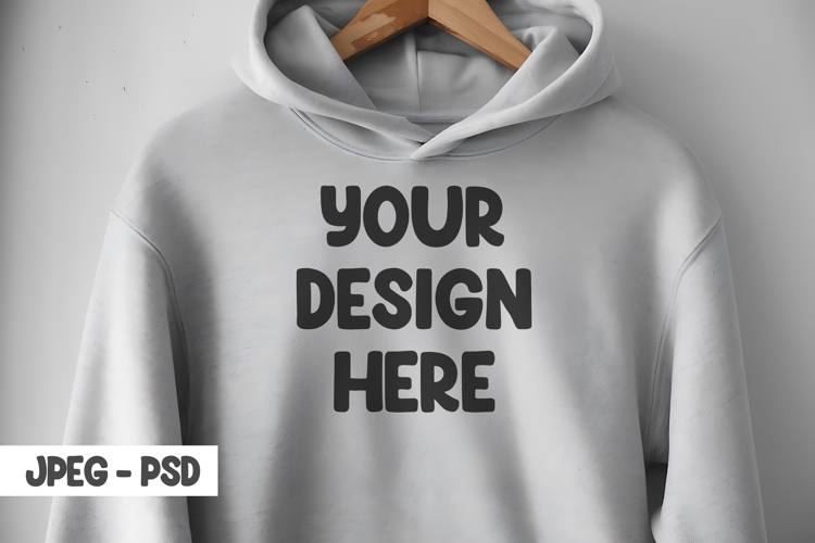 Hanging gray hoodie mockup psd & jpeg example image 1