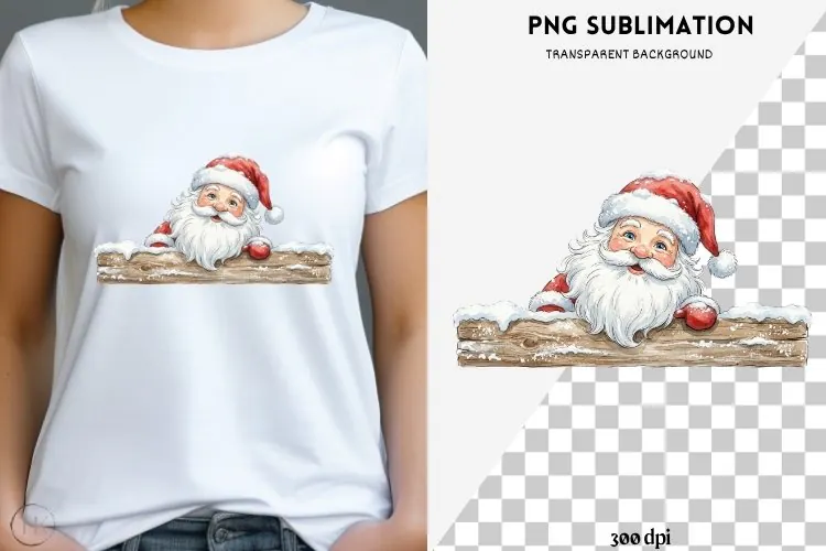 Christmas peeking character png design for T-shirts