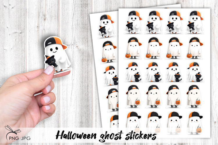 Cute Halloween Ghost Stickers - 5 Variations