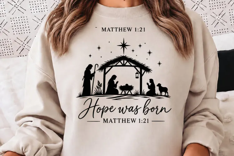 Greatest Gift of All Nativity PNG, Holy Family Christmas Sil